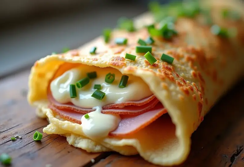 Roulade de crêpe gourmande au Carré Frais et fines herbes