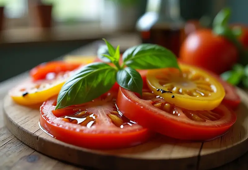 Salade fraîcheur de tomates bicolores aux herbes