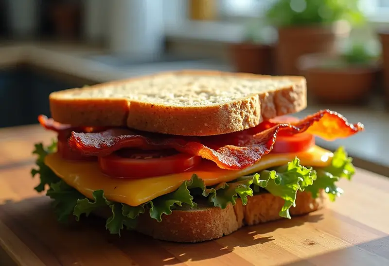 Sandwich gourmand au bacon croustillant et fromage fondant
