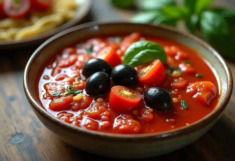 Sauce Tomates aux Olives Noires Méditerranéenne