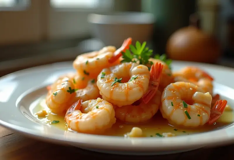 Scampis à l'ail savoureux et rapide pour une personne