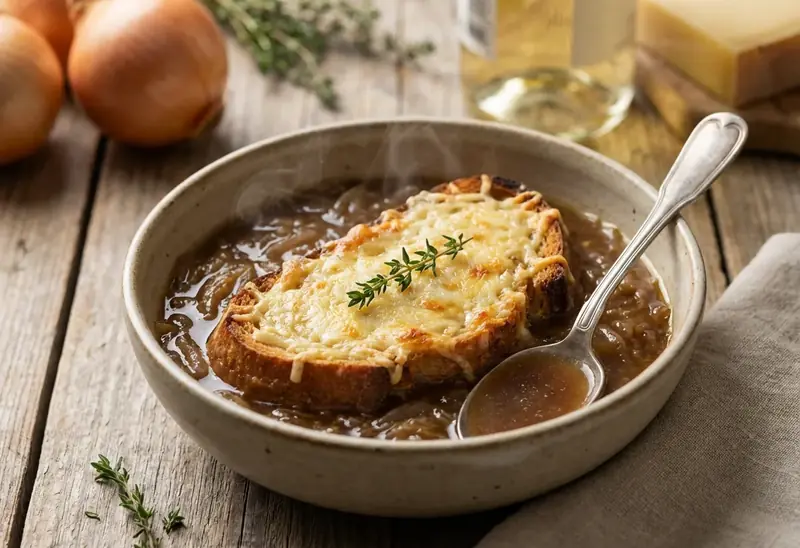 Soupe à l'oignon gratinée traditionnelle : recette facile et savoureuse