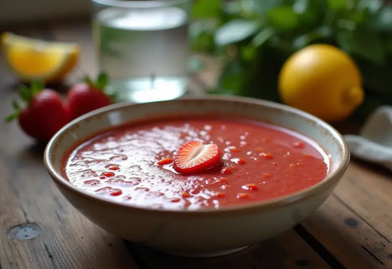 Soupe fraîche de fraises au CARRÉ SALADE, une douceur fruitée et légère