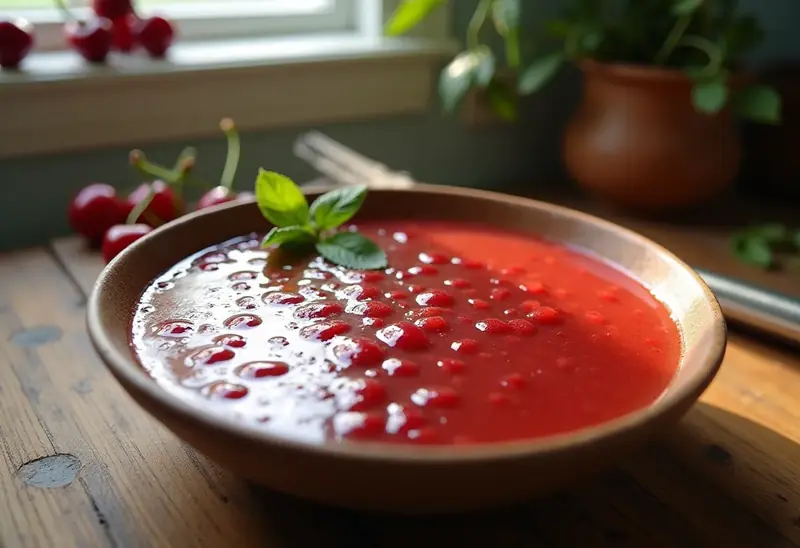 Soupe onctueuse aux cerises fraîches, recette facile et rapide