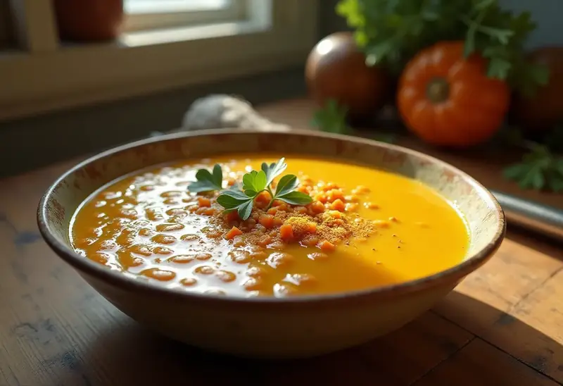 Soupe réconfortante de lentilles jaunes aux épices douces