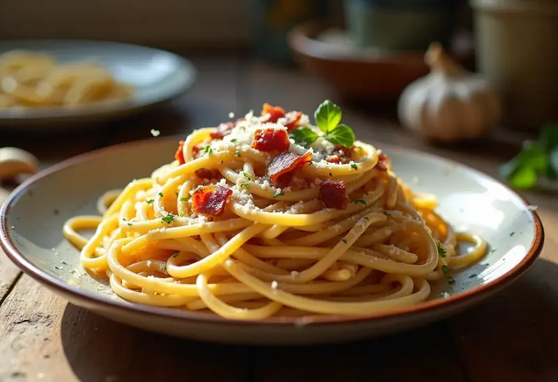 Spaghetti à la Carbonara Traditionnelle Italienne
