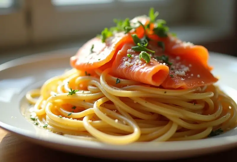 Spaghettini au Saumon Fumé et Truffe : Élégance et Saveurs Intenses