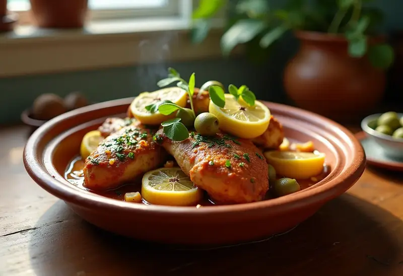 Tajine de Poulet aux Citrons Confits et Olives à la Marocaine