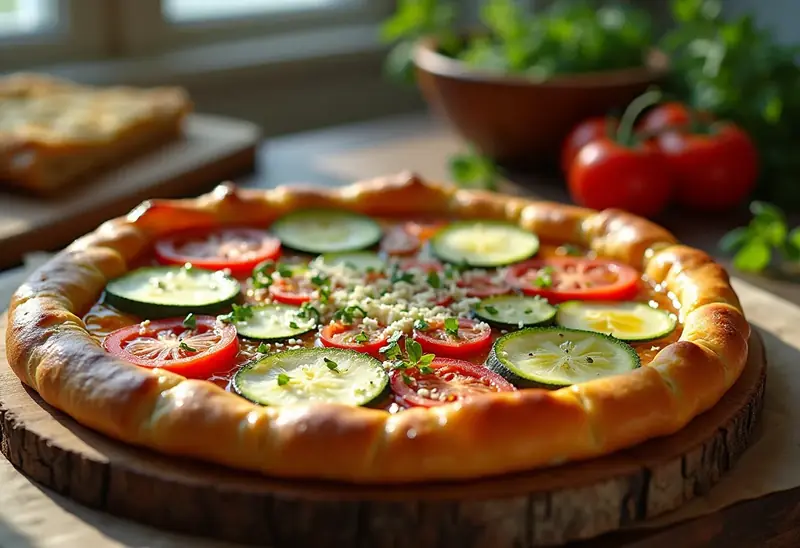 Tarte estivale aux légumes frais et herbes aromatiques