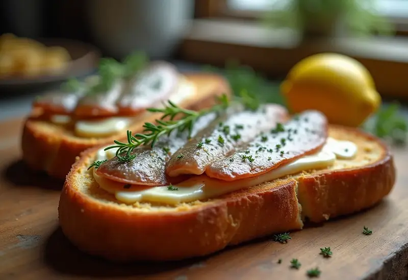 Toasts frais au hareng fumé et crème citronnée