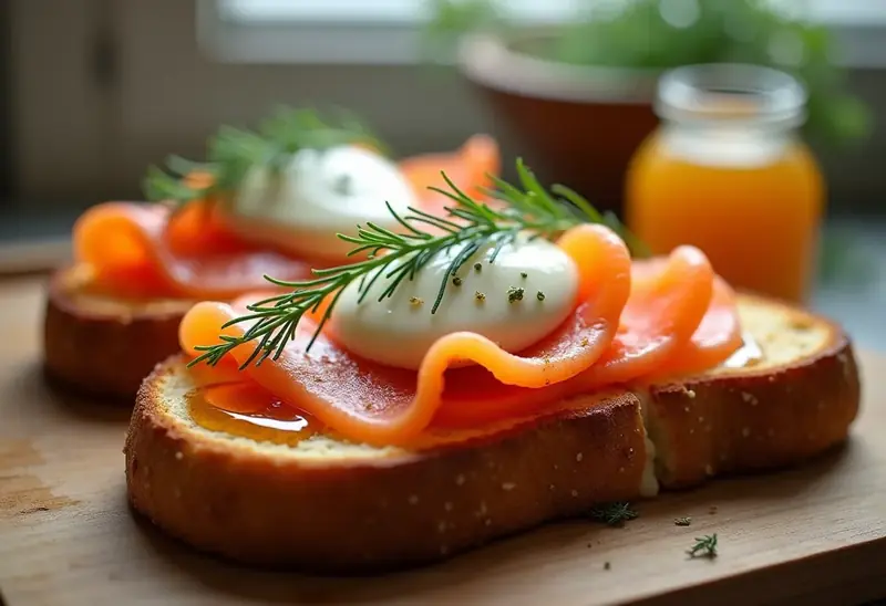 Toasts gourmands au saumon fumé et miel