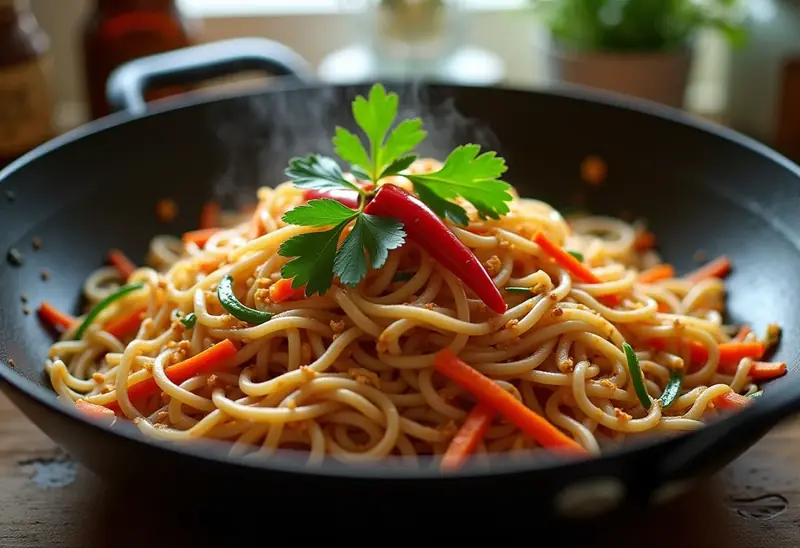 Wok de nouilles sautées à la thaïlandaise savoureuses