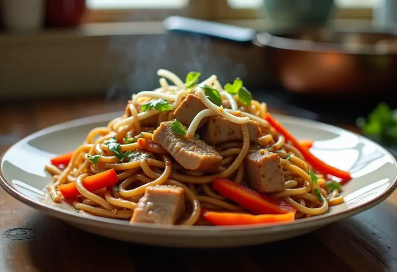 Wok de Porc aux Nouilles Chinoises Savoureux