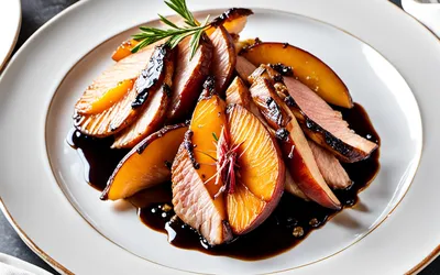 Recette facile d'aiguillettes de canard aux pêches caramélisées
