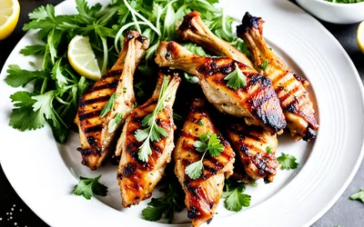 Recette facile d'ailerons de volaille grillés avec salade d'herbes fraîches
