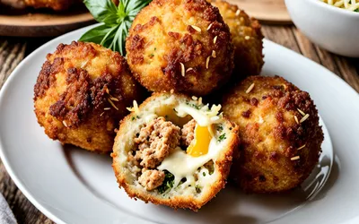 Recette facile d'arancini siciliens : boulettes de riz farcies à la viande