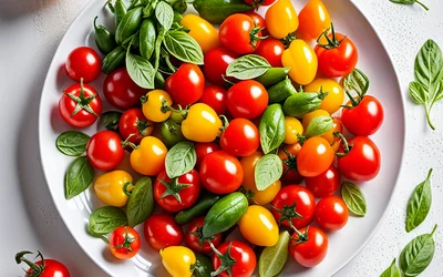 Assiette estivale colorée de mini-légumes frais - recette légère et rapide