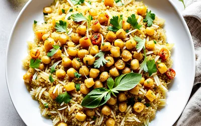 Recette facile d'assiette de riz aux pois chiches épicés