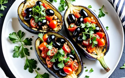 Aubergines farcies aux olives noires : recette méditerranéenne facile et savoureuse
