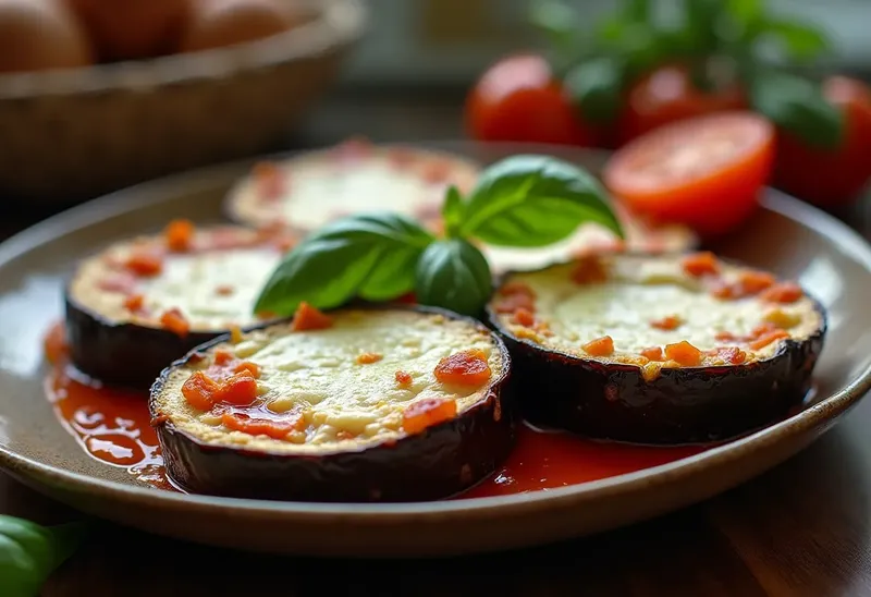 Aubergines fondantes à la mozzarella gratinée