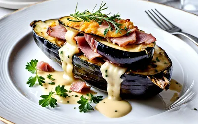 Recette facile d'aubergines gratinées au jambon, savoureuse et rapide