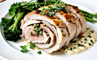 Ballotine de dinde farcie aux champignons et herbes fraîches - recette facile et gourmande