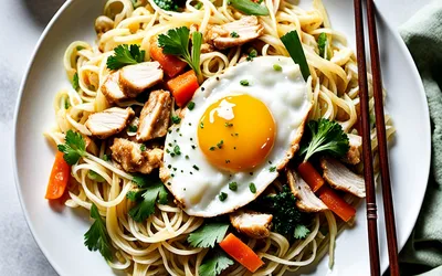 Recette facile de Bami Indonésien aux nouilles sautées et poulet