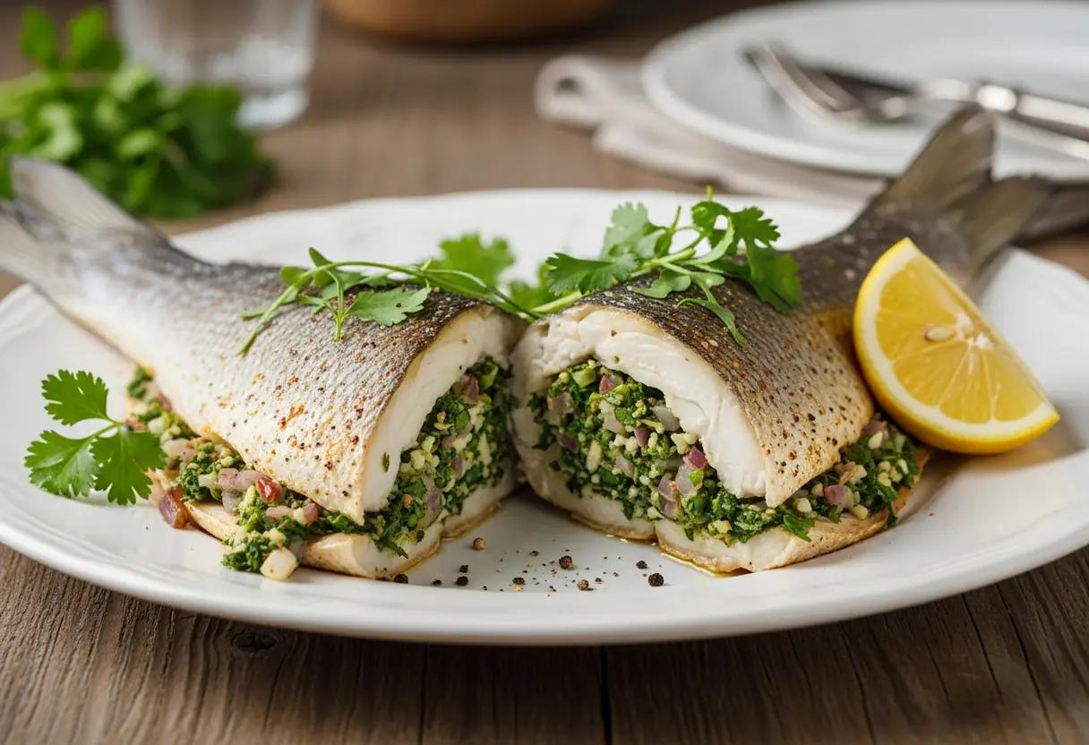 Bar farci aux herbes fraîches et épices parfumées, recette gourmande