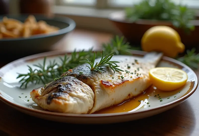 Bar rôti aux herbes fraîches et citron
