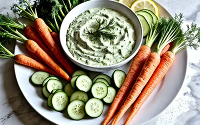 Recette facile de bâtonnets de légumes et crème au saumon fumé pour apéritif sain