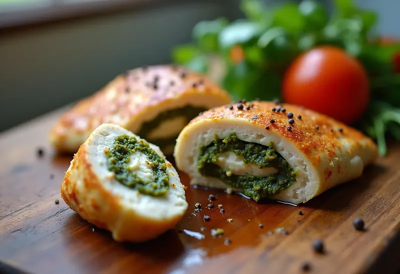 Blancs de poulet farcis aux deux pestos et ricotta fondante
