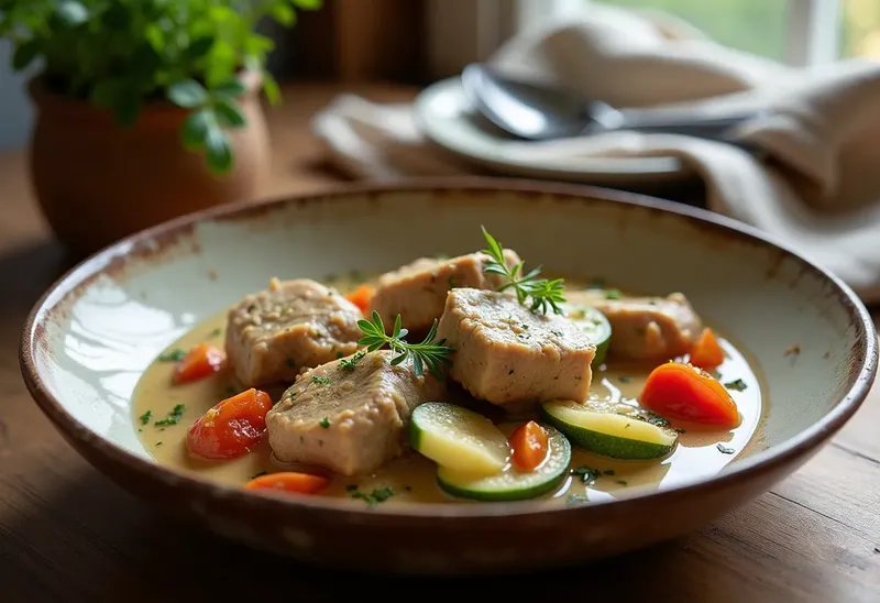 Blanquette de veau à la tomate et courgettes : plat mijoté savoureux et léger