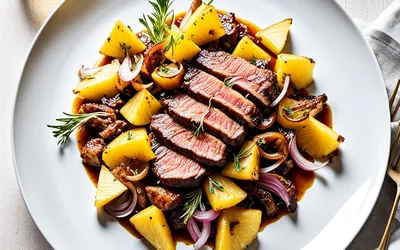 Recette facile de bœuf sauté à l'ananas caramélisé, saveur exotique