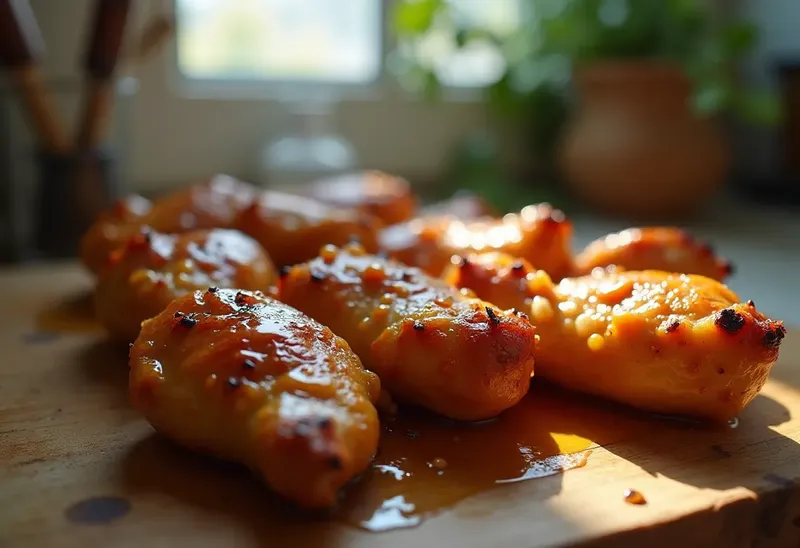 Bouchées de poulet rôti au four caramélisées au miel