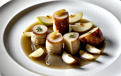 Recette gourmande de boudin blanc poêlé avec pommes caramélisées et foie gras