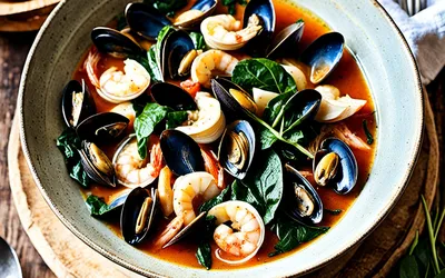 Bouillabaisse d'épinards aux fruits de mer - recette traditionnelle provençale