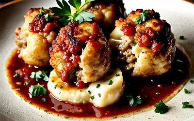 Recette facile de boulettes de purée gratinées farcies à la viande