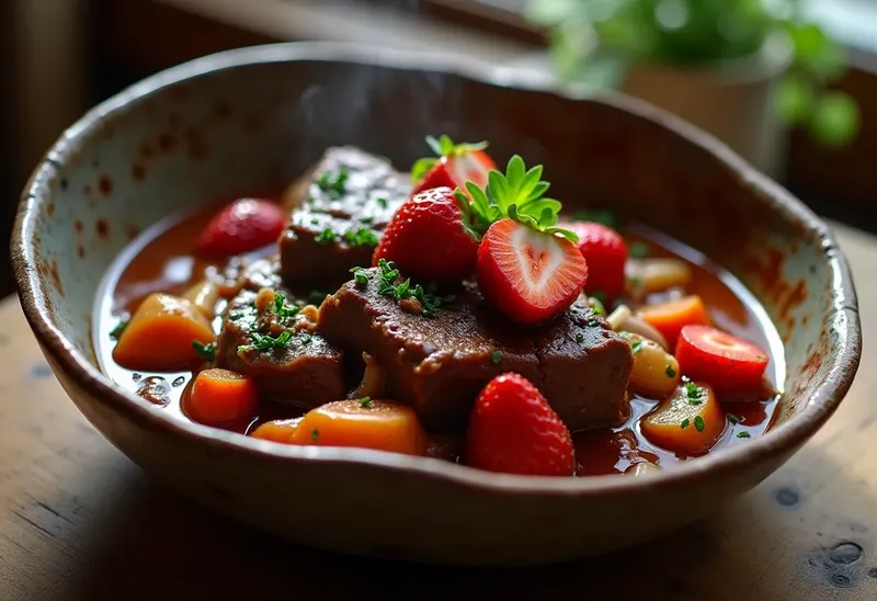 Bourguignon aux fraises et kirsch : recette gourmande et parfumée