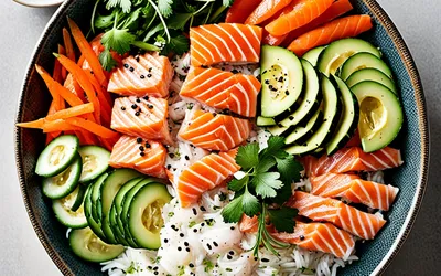 Recette poke bowl saumon et légumes croquants, fraîcheur et équilibre
