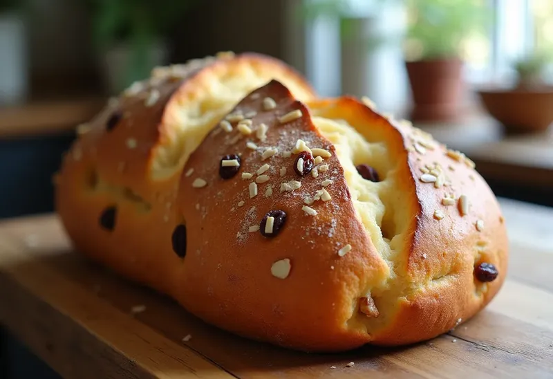 Brioche moelleuse aux raisins, amandes et cardamome