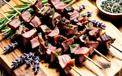 Brochettes de bœuf marinées au soja et lavande : recette facile et savoureuse