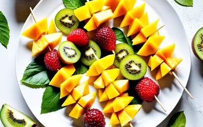 Brochettes de fruits exotiques fraîches et colorées - recette facile et rapide