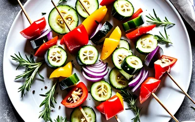 Brochettes de légumes au romarin et à l'ail, apéritif estival facile et savoureux