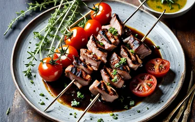 Brochettes de rognons de veau et tomates grillées à la provençale - Recette facile et savoureuse