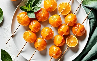 Recette facile de brochettes de mandarines au miel et gingembre frais