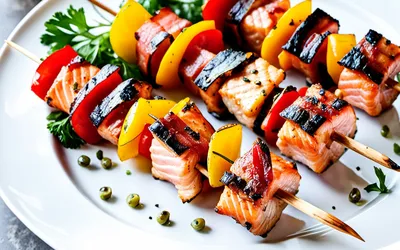 Brochettes de saumon au lard et poivrons : recette facile et gourmande