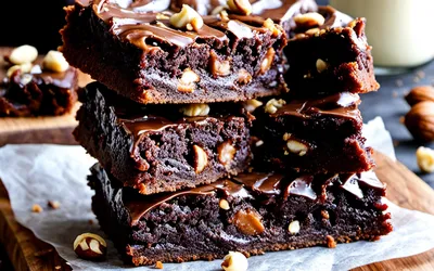 Recette facile de brownies pralinés fondants au chocolat et noisettes