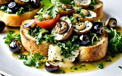 Bruschetta aux escargots à l'ail et au persil, recette gourmande facile