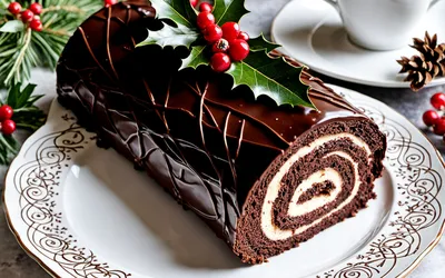 Recette facile de bûche de Noël au chocolat et crème légère