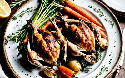 Recette facile de Cailles en Crapaudine rôties aux herbes